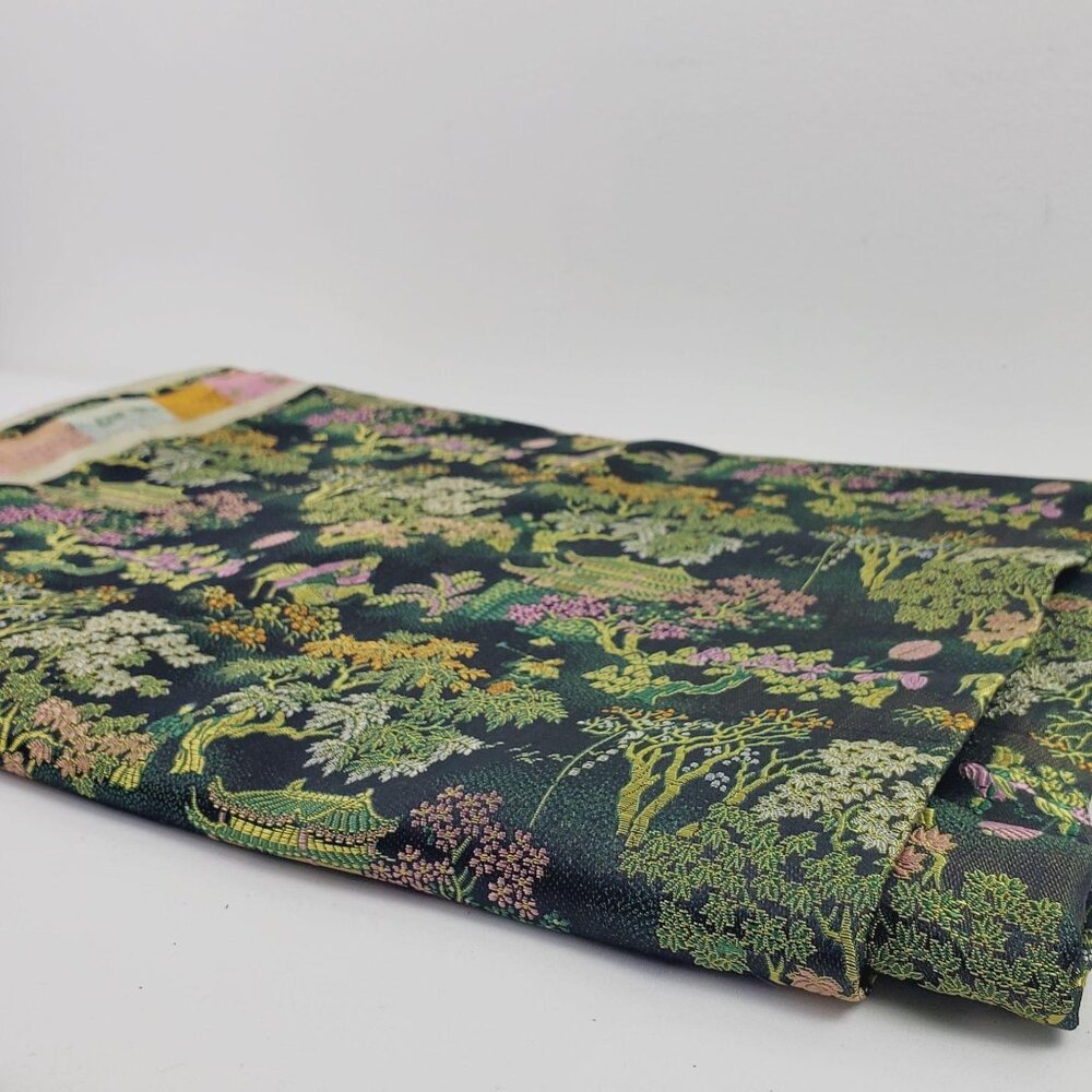 Vtg 100% Silk Brocade Jacquard Fabric By Yard - Picture 1 of 6